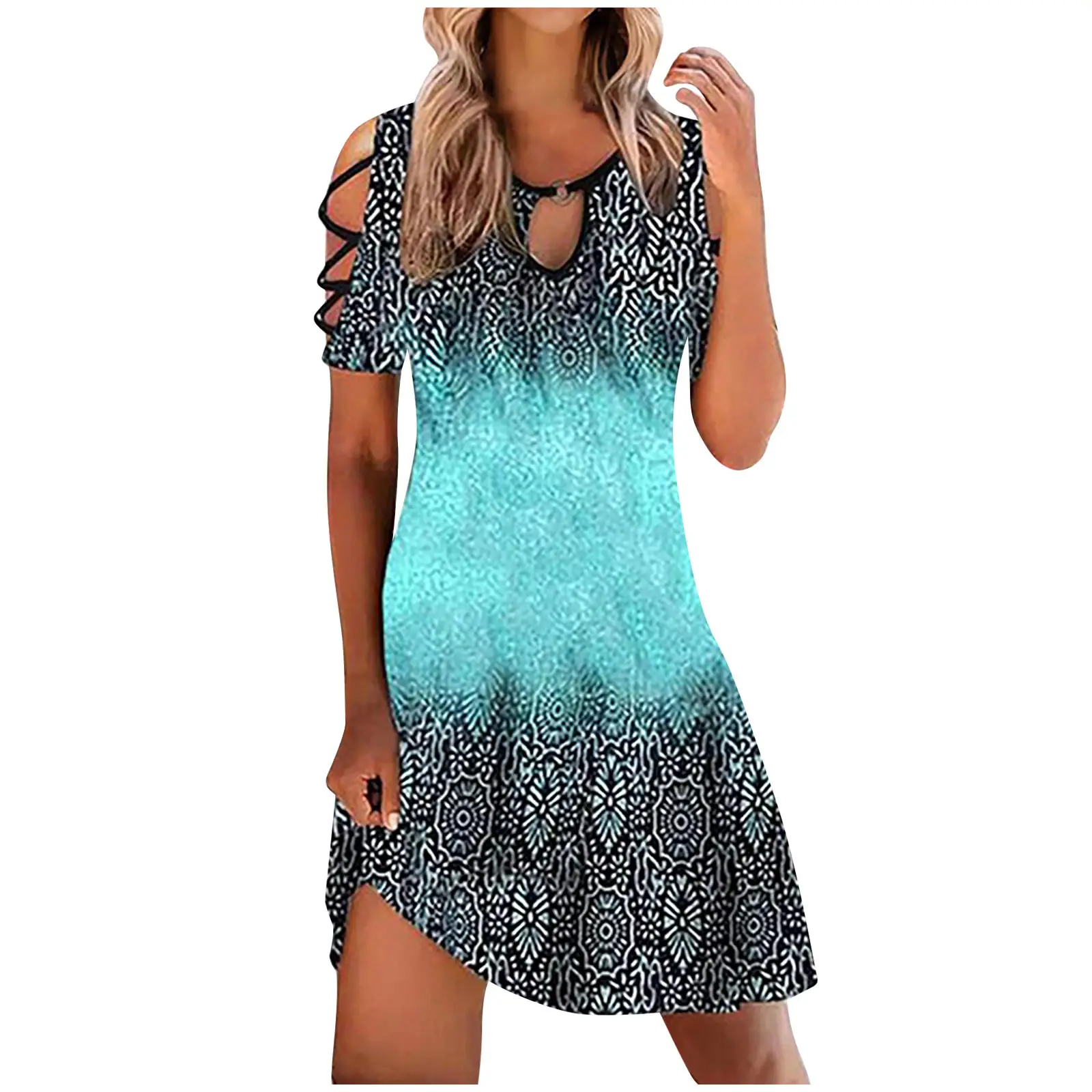 2022 Cross Belt Slim Dress Hollow Repair Wings Design - Image 9