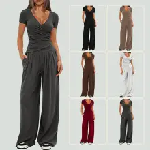 Women's Hot Selling Pleated Round Neck Top — feature 14