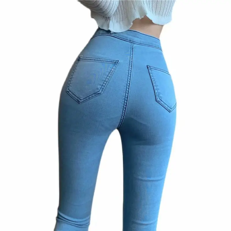 Women Slim Fit Light Blue Hip Cropped Jeans - Image 9