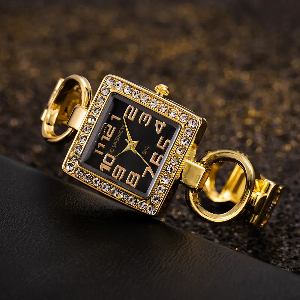 Gold Square Diamond Watch for Girls - Image 2