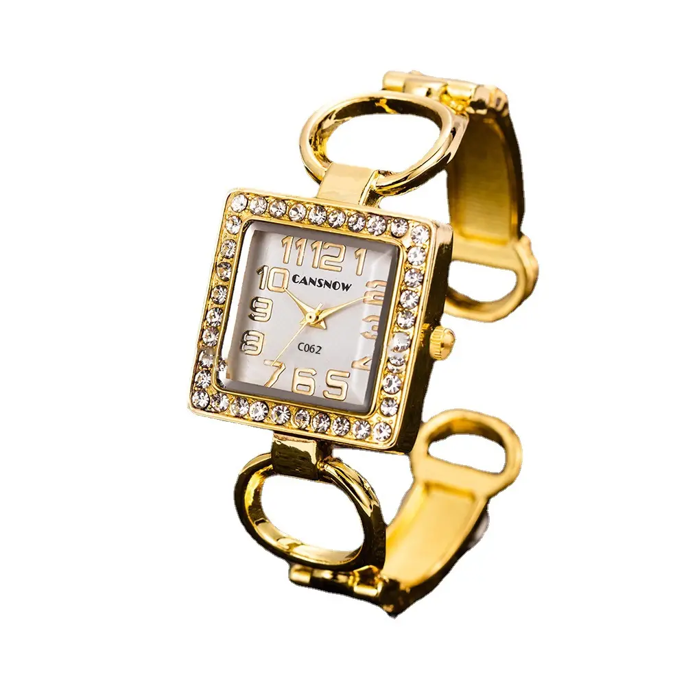 Gold Square Diamond Watch for Girls - Image 7