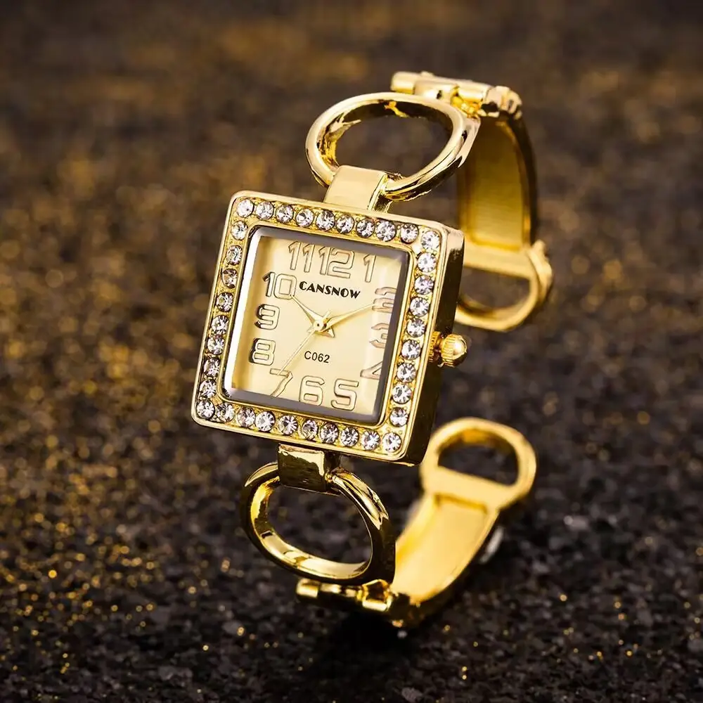 Gold Square Diamond Watch for Girls - Image 3
