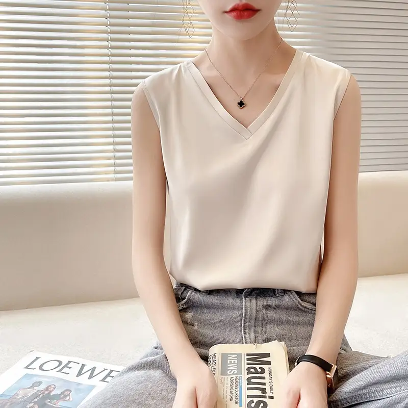 New Satin V-Neck Sleeveless Camisole Women Summer - Image 3