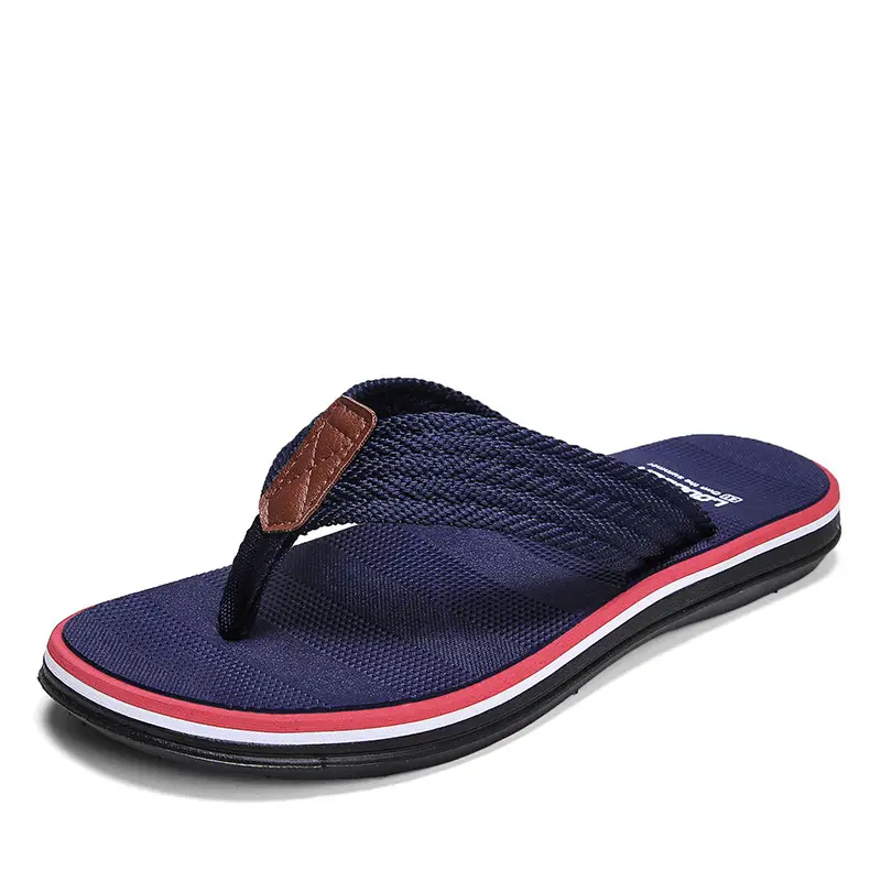 Men's Navy Blue Ribbon Flip Flops Summer Sandals