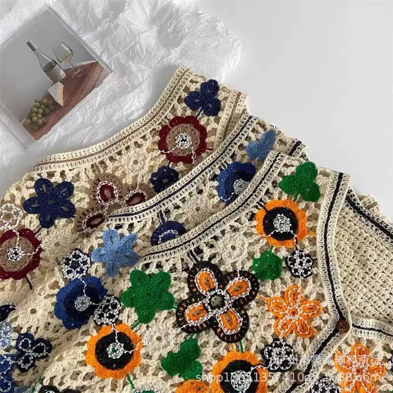 New Retro Ethnic Knitted Vest Women's Hollow Design