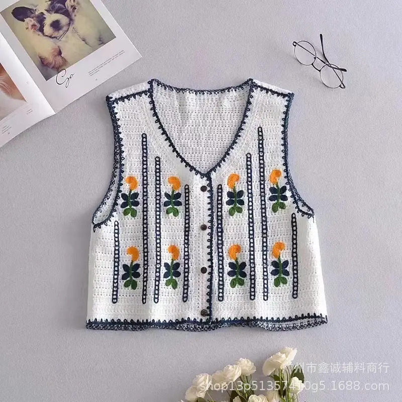 New Retro Ethnic Knitted Vest Women's Hollow Design