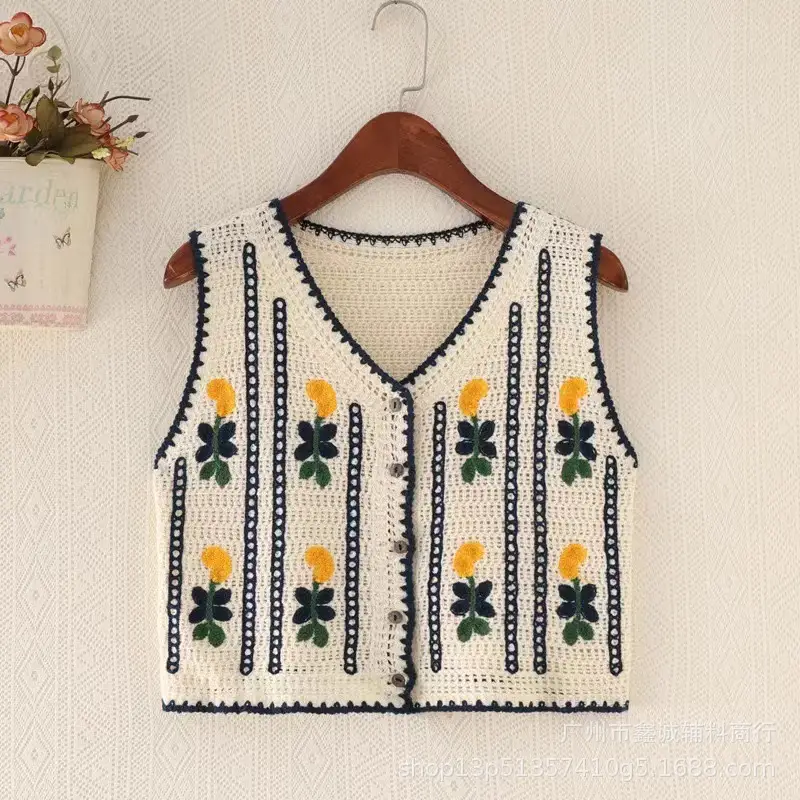 New Retro Ethnic Knitted Vest Women's Hollow Design