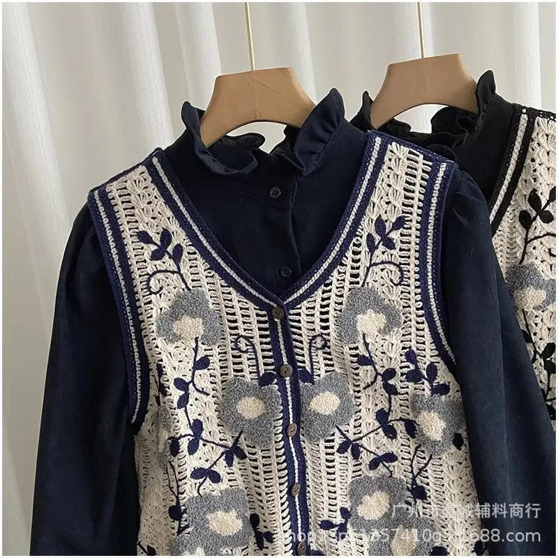 New Retro Ethnic Knitted Vest Women's Hollow Design