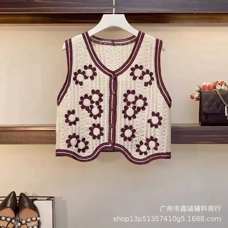 New Retro Ethnic Knitted Vest Women's Hollow Design