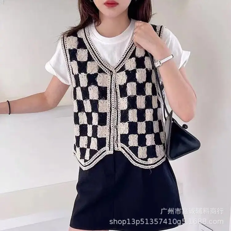 New Retro Ethnic Knitted Vest Women's Hollow Design