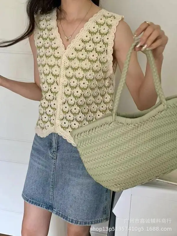 New Retro Ethnic Knitted Vest Women's Hollow Design
