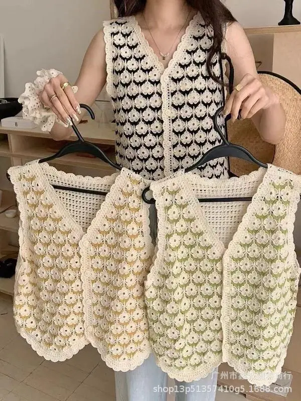 New Retro Ethnic Knitted Vest Women's Hollow Design