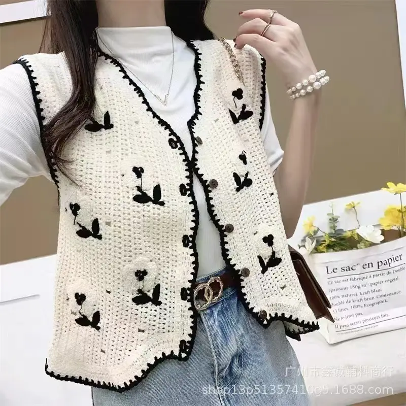New Retro Ethnic Knitted Vest Women's Hollow Design