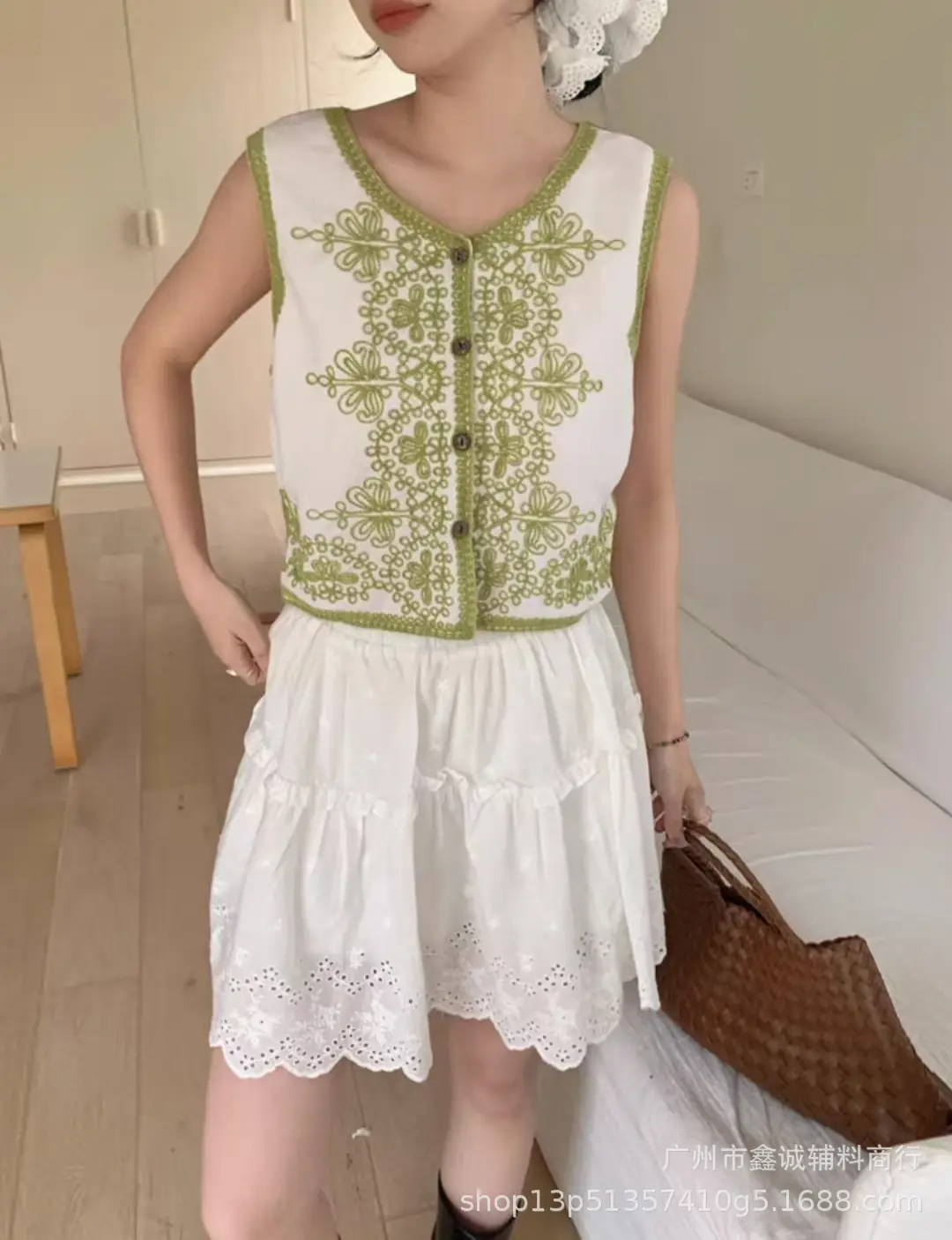 New Retro Ethnic Knitted Vest Women's Hollow Design