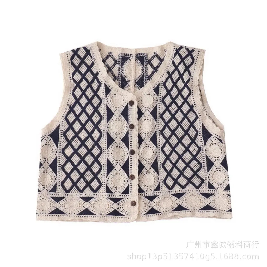 New Retro Ethnic Knitted Vest Women's Hollow Design