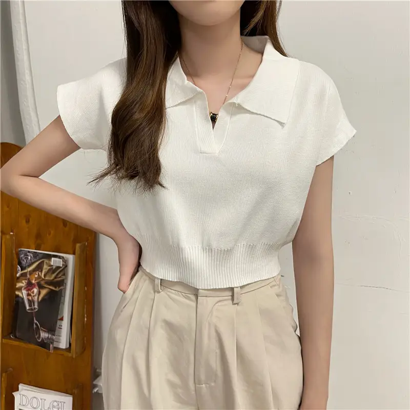 Women White Short Sleeve Polo T-Shirt 2025 — feature 10