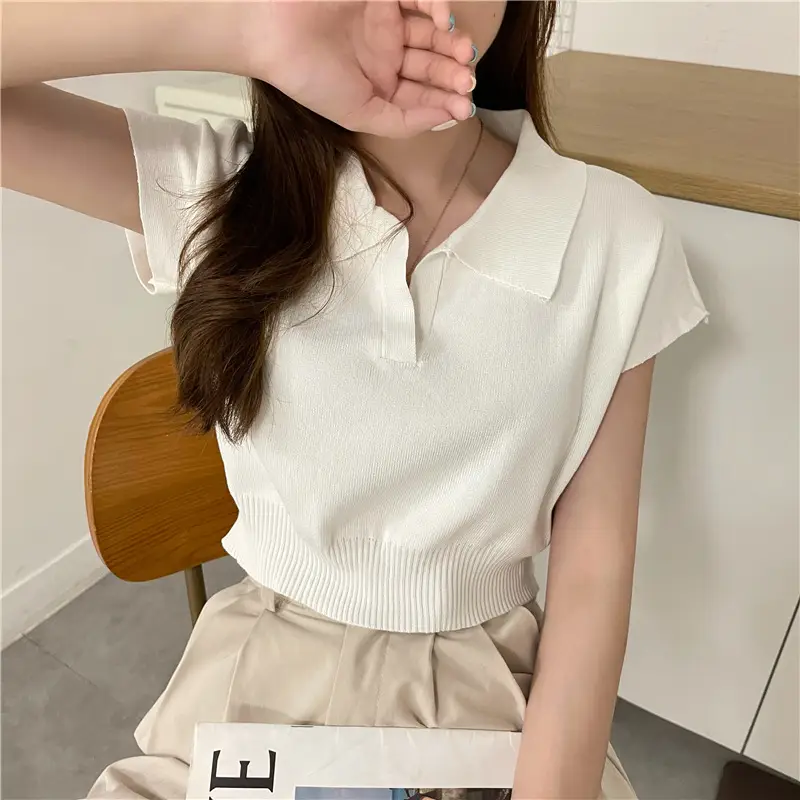 Women White Short Sleeve Polo T-Shirt 2025 — feature 11