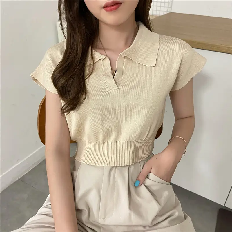 Women White Short Sleeve Polo T-Shirt 2025 — feature 14