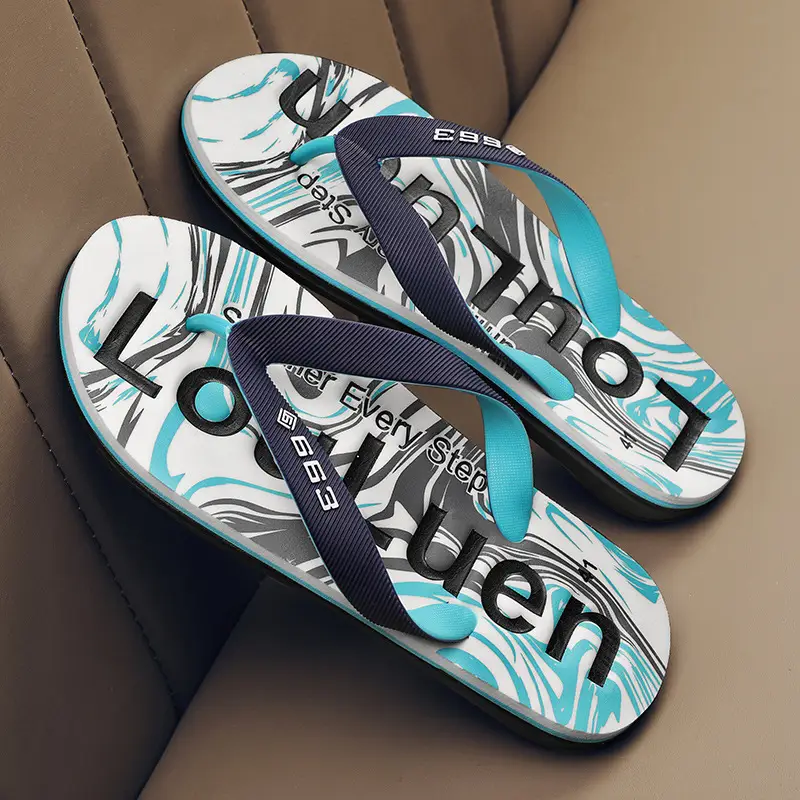 Men's Black Printed Flip Flops Summer 2022
