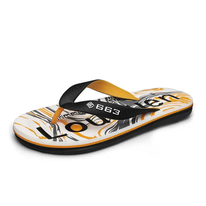 Men's Black Printed Flip Flops Summer 2022