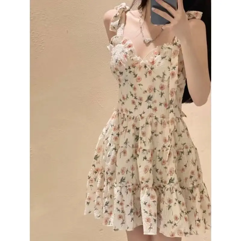 French Floral Skirt Dress Women Summer 2023