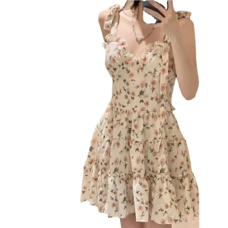French Floral Skirt Dress Women Summer 2023