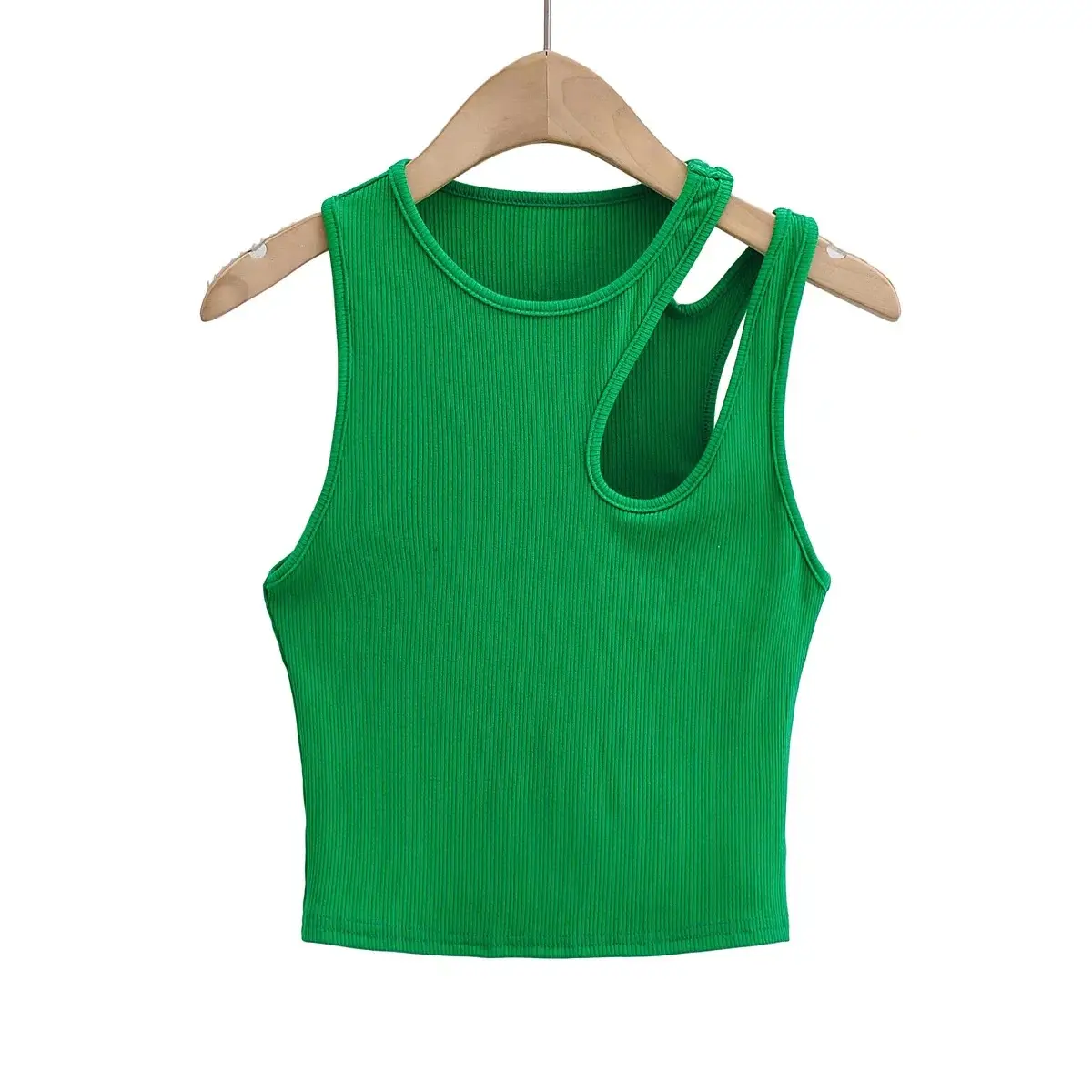 Women's White Asymmetrical Hollow Neck Vest 2022 Summer - Image 3