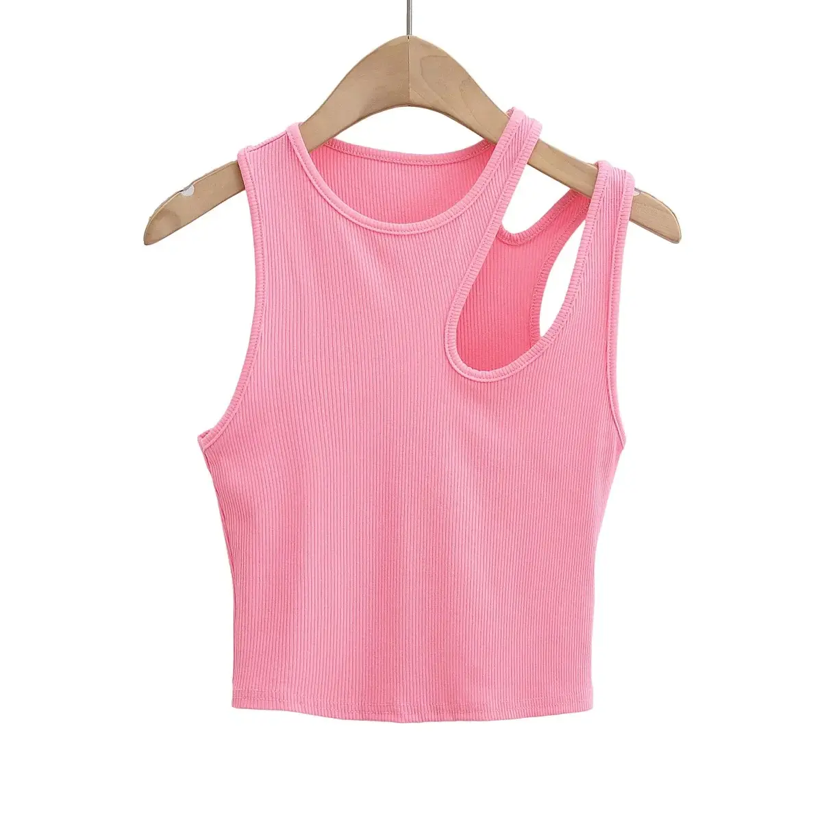 Women's White Asymmetrical Hollow Neck Vest 2022 Summer - Image 2