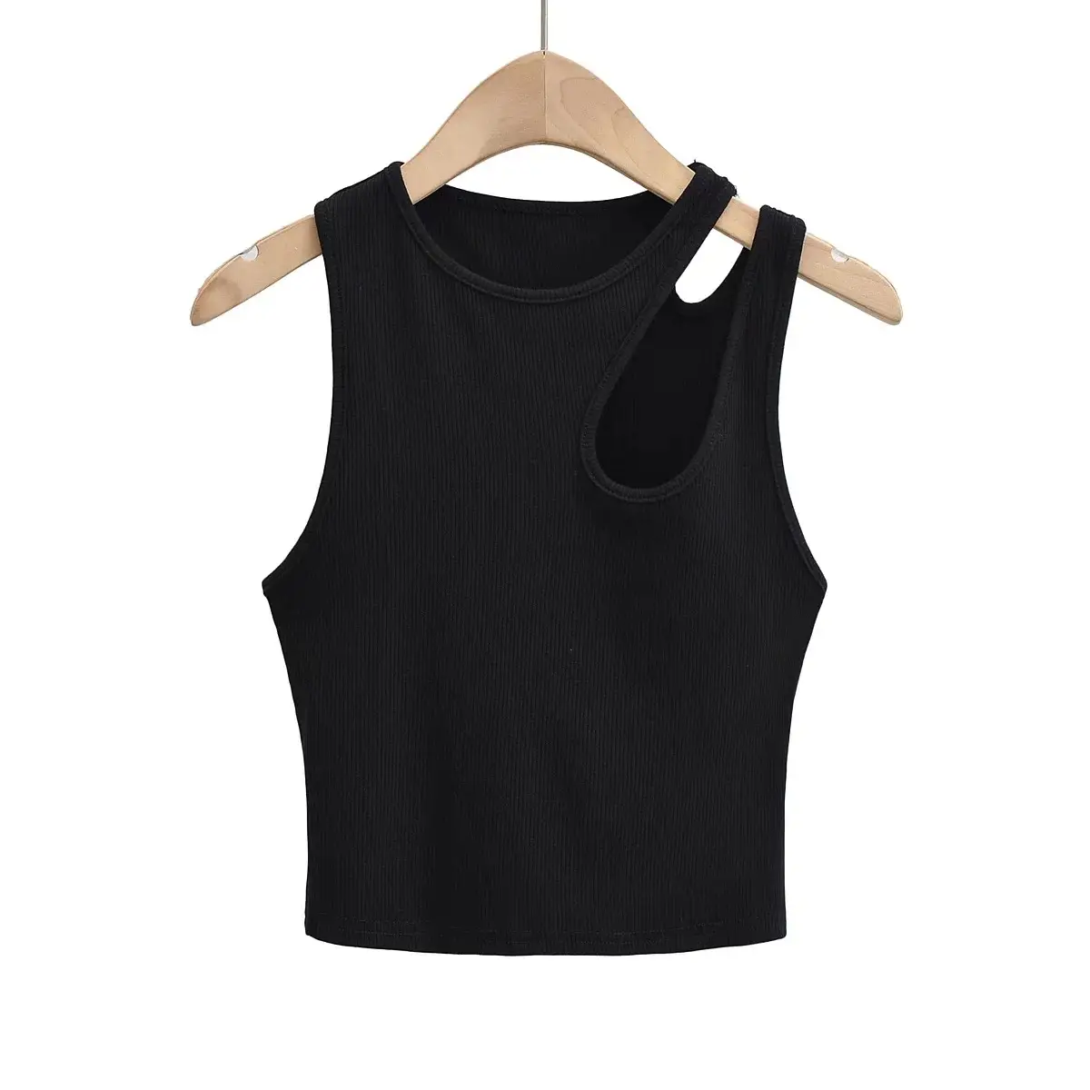 Women's White Asymmetrical Hollow Neck Vest 2022 Summer - Image 4