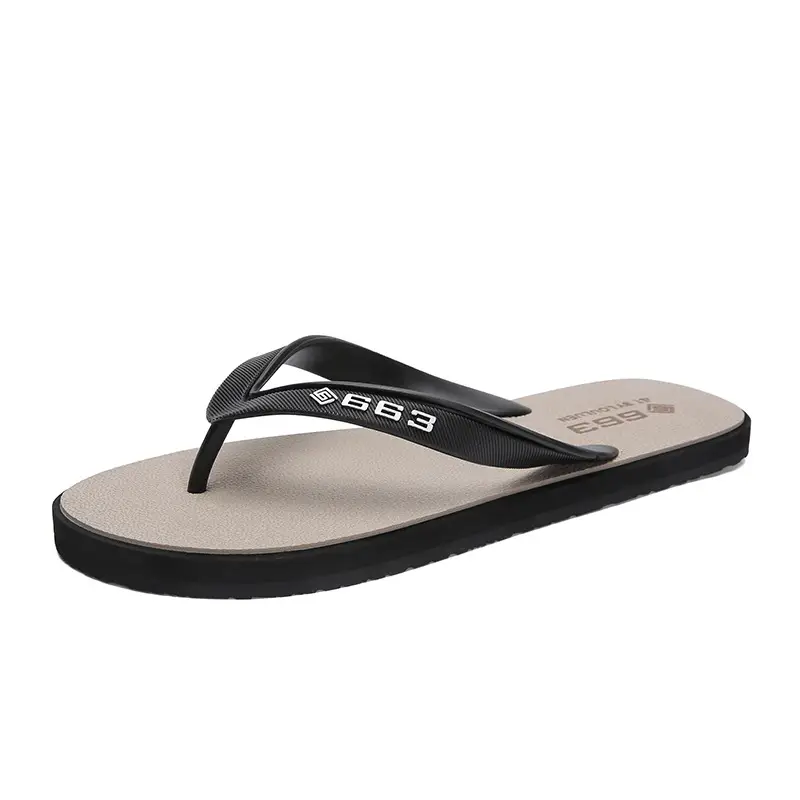 Men's Black Rubber Flip Flops Summer Casual Flat Shoes
