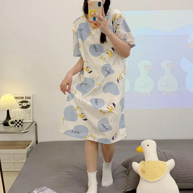Moon Dress Summer Thin Pajamas Dress Postpartum Breastfeeding May Pregnant Women Postpartum Breastfeeding Skirt Large Size Summer Dress — feature 10