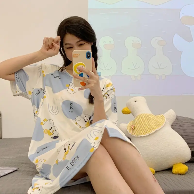 Moon Dress Summer Thin Pajamas Dress Postpartum Breastfeeding May Pregnant Women Postpartum Breastfeeding Skirt Large Size Summer Dress — feature 16