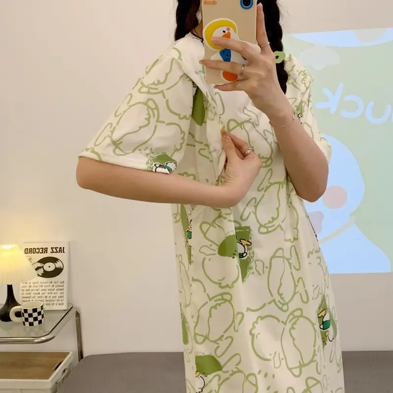Moon Dress Summer Thin Pajamas Dress Postpartum Breastfeeding May Pregnant Women Postpartum Breastfeeding Skirt Large Size Summer Dress — feature 19