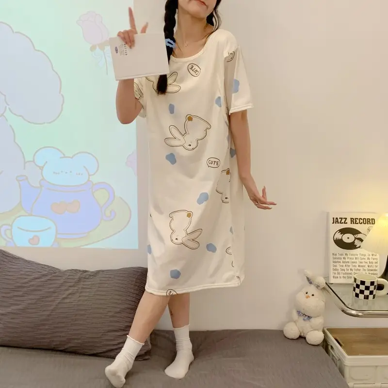 Moon Dress Summer Thin Pajamas Dress Postpartum Breastfeeding May Pregnant Women Postpartum Breastfeeding Skirt Large Size Summer Dress — feature 25