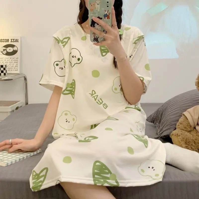 Moon Dress Summer Thin Pajamas Dress Postpartum Breastfeeding May Pregnant Women Postpartum Breastfeeding Skirt Large Size Summer Dress — feature 29