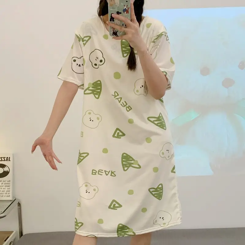 Moon Dress Summer Thin Pajamas Dress Postpartum Breastfeeding May Pregnant Women Postpartum Breastfeeding Skirt Large Size Summer Dress — feature 31
