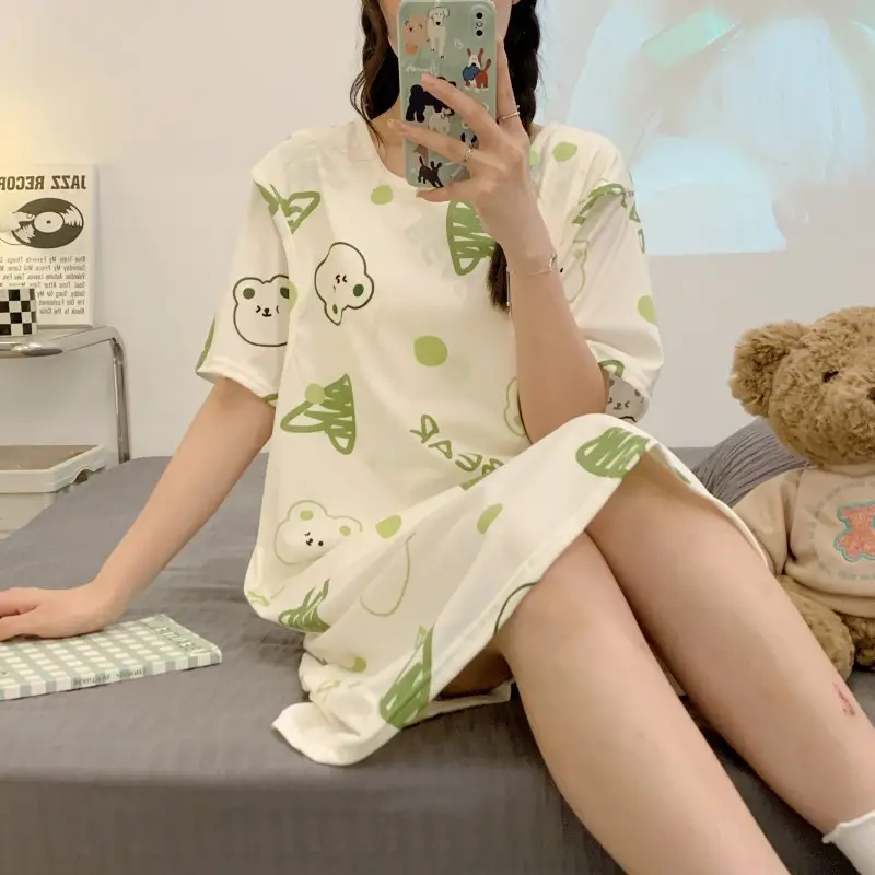 Moon Dress Summer Thin Pajamas Dress Postpartum Breastfeeding May Pregnant Women Postpartum Breastfeeding Skirt Large Size Summer Dress — feature 34