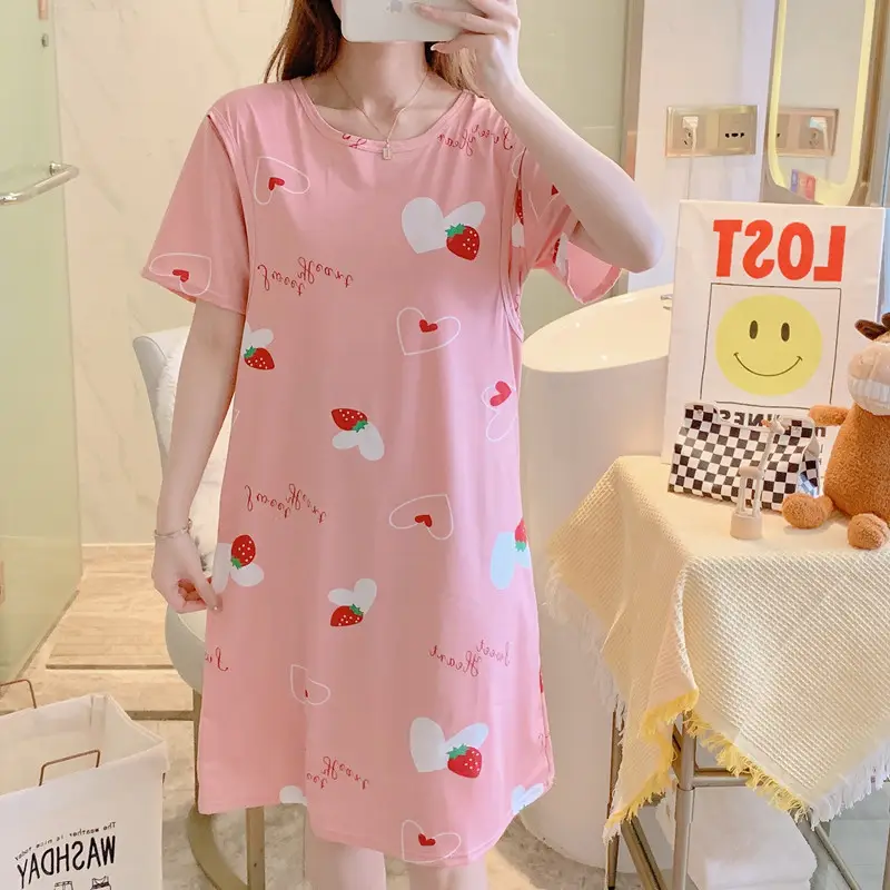 Moon Dress Summer Thin Pajamas Dress Postpartum Breastfeeding May Pregnant Women Postpartum Breastfeeding Skirt Large Size Summer Dress — feature 35