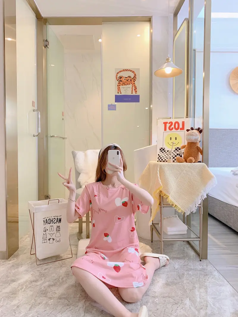 Moon Dress Summer Thin Pajamas Dress Postpartum Breastfeeding May Pregnant Women Postpartum Breastfeeding Skirt Large Size Summer Dress — feature 36
