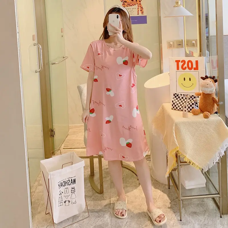 Moon Dress Summer Thin Pajamas Dress Postpartum Breastfeeding May Pregnant Women Postpartum Breastfeeding Skirt Large Size Summer Dress — feature 38