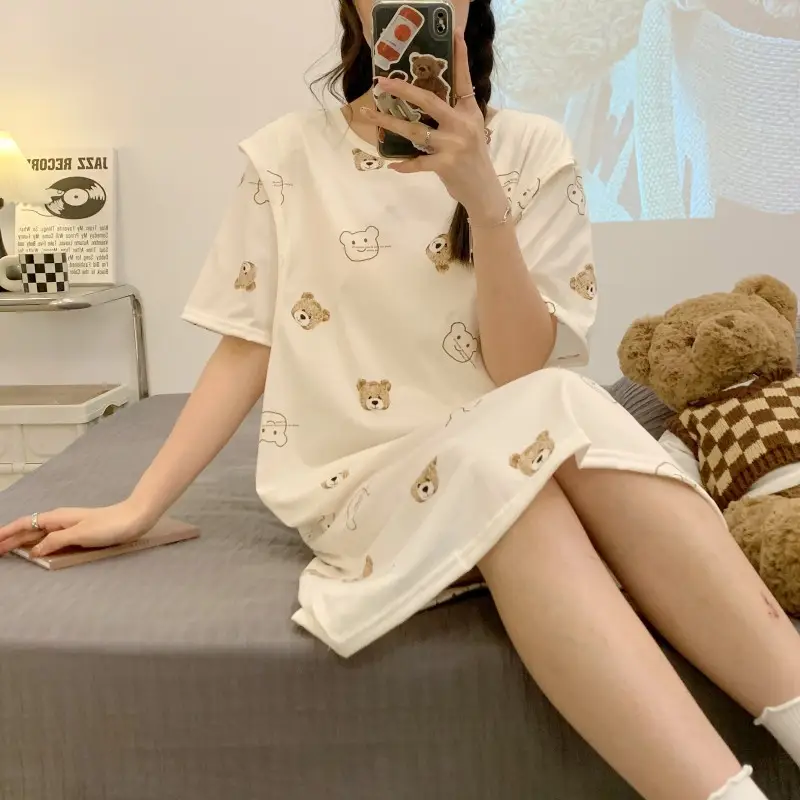Moon Dress Summer Thin Pajamas Dress Postpartum Breastfeeding May Pregnant Women Postpartum Breastfeeding Skirt Large Size Summer Dress — feature 6