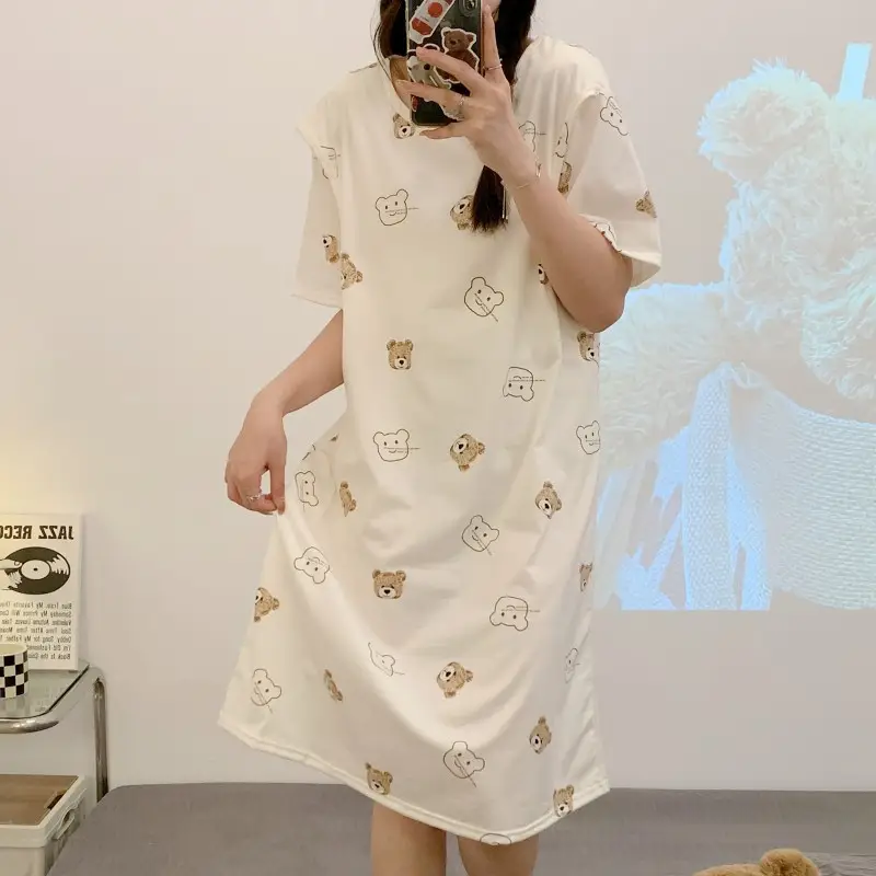 Moon Dress Summer Thin Pajamas Dress Postpartum Breastfeeding May Pregnant Women Postpartum Breastfeeding Skirt Large Size Summer Dress — feature 7