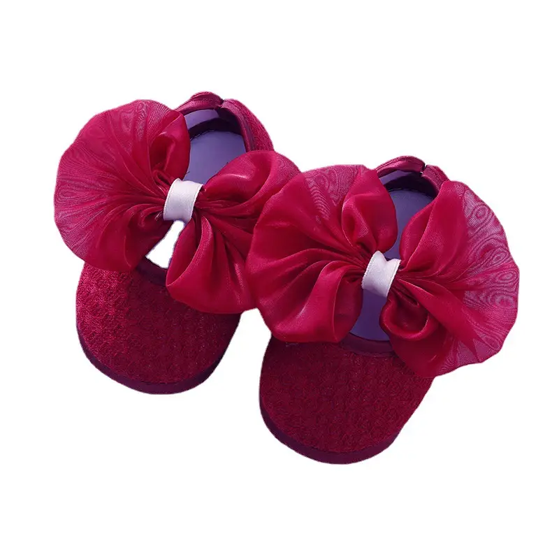 Red Bow Baby Slippers 0-1 Years Old