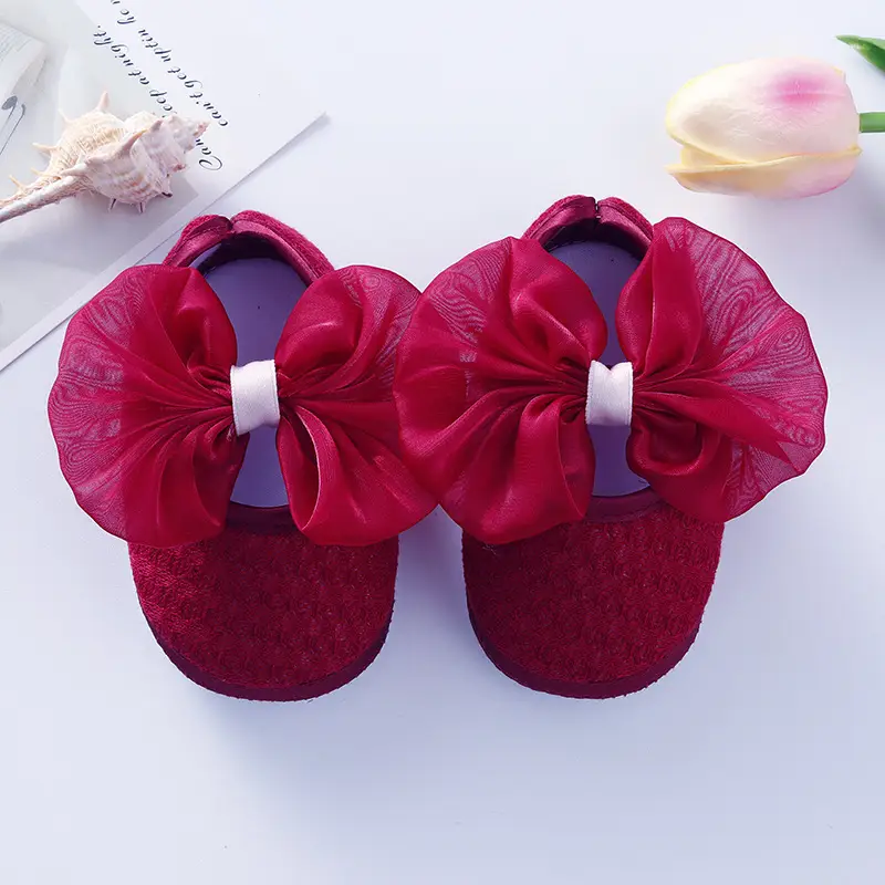 Red Bow Baby Slippers 0-1 Years Old