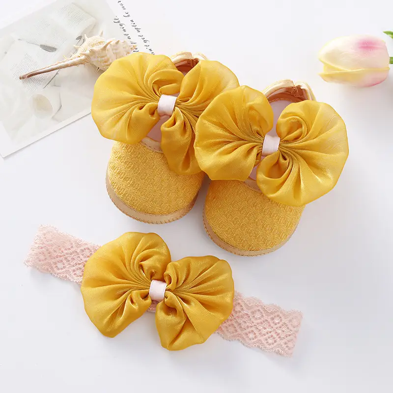 Pink Bow Baby Slippers 0-1 Year Old Soft Bottom
