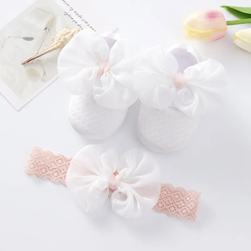 Pink Bow Baby Slippers 0-1 Year Old Soft Bottom