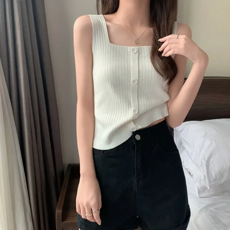 Women Black Knitted Sleeveless Camisole Summer Top — feature 10