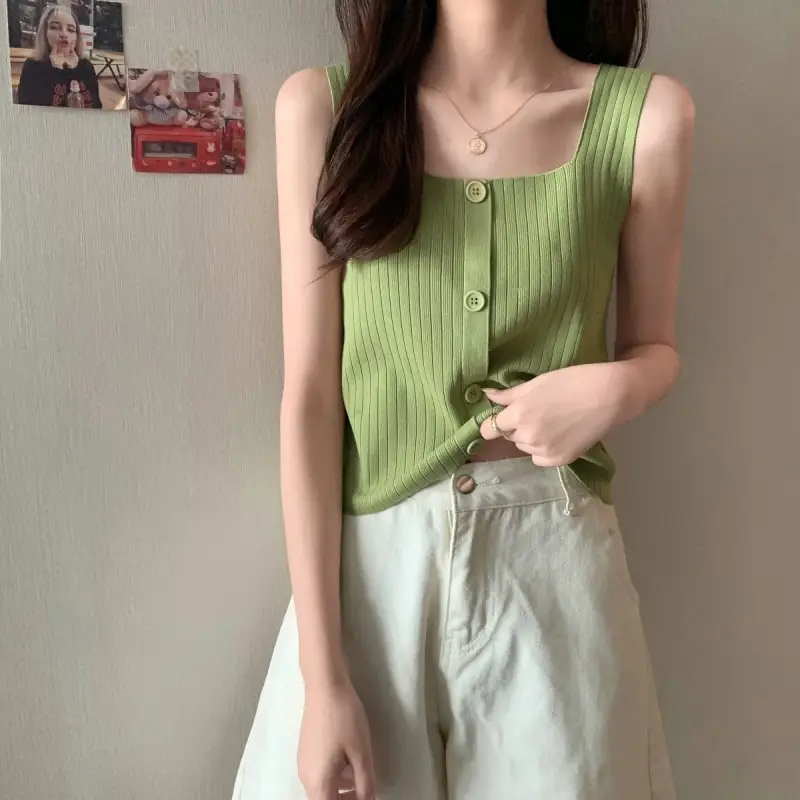Women Black Knitted Sleeveless Camisole Summer Top — feature 20