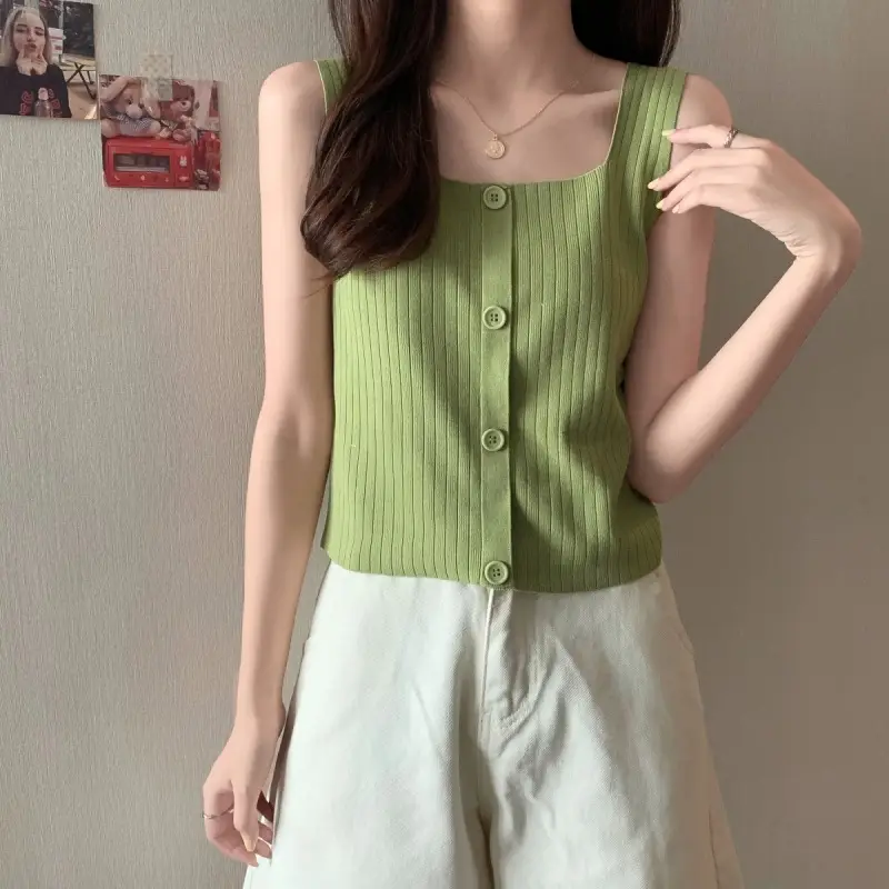 Women Black Knitted Sleeveless Camisole Summer Top — feature 21