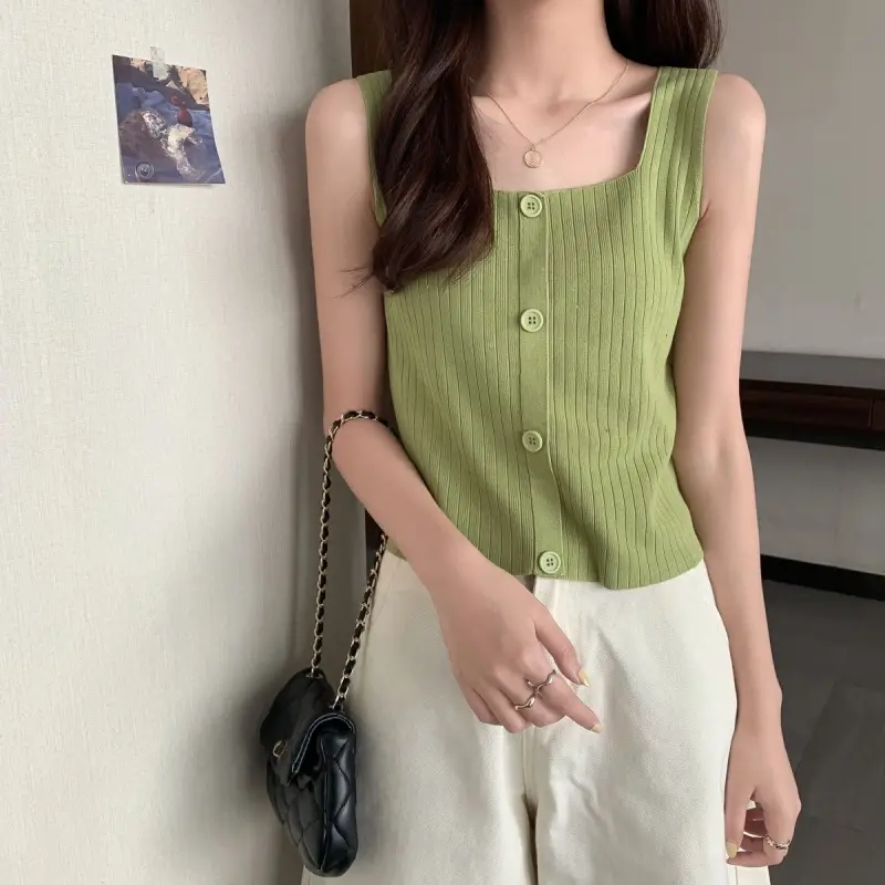 Women Black Knitted Sleeveless Camisole Summer Top — feature 22